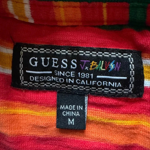 GUESS x J Balvin Collab Short Sleeve Striped T-Shirt Heavyweight Size Medium - Picture 3 of 4